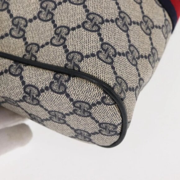 GUCCI GG Supreme Sherry Line Clutch Bag Red Navy - Picture 9 of 14